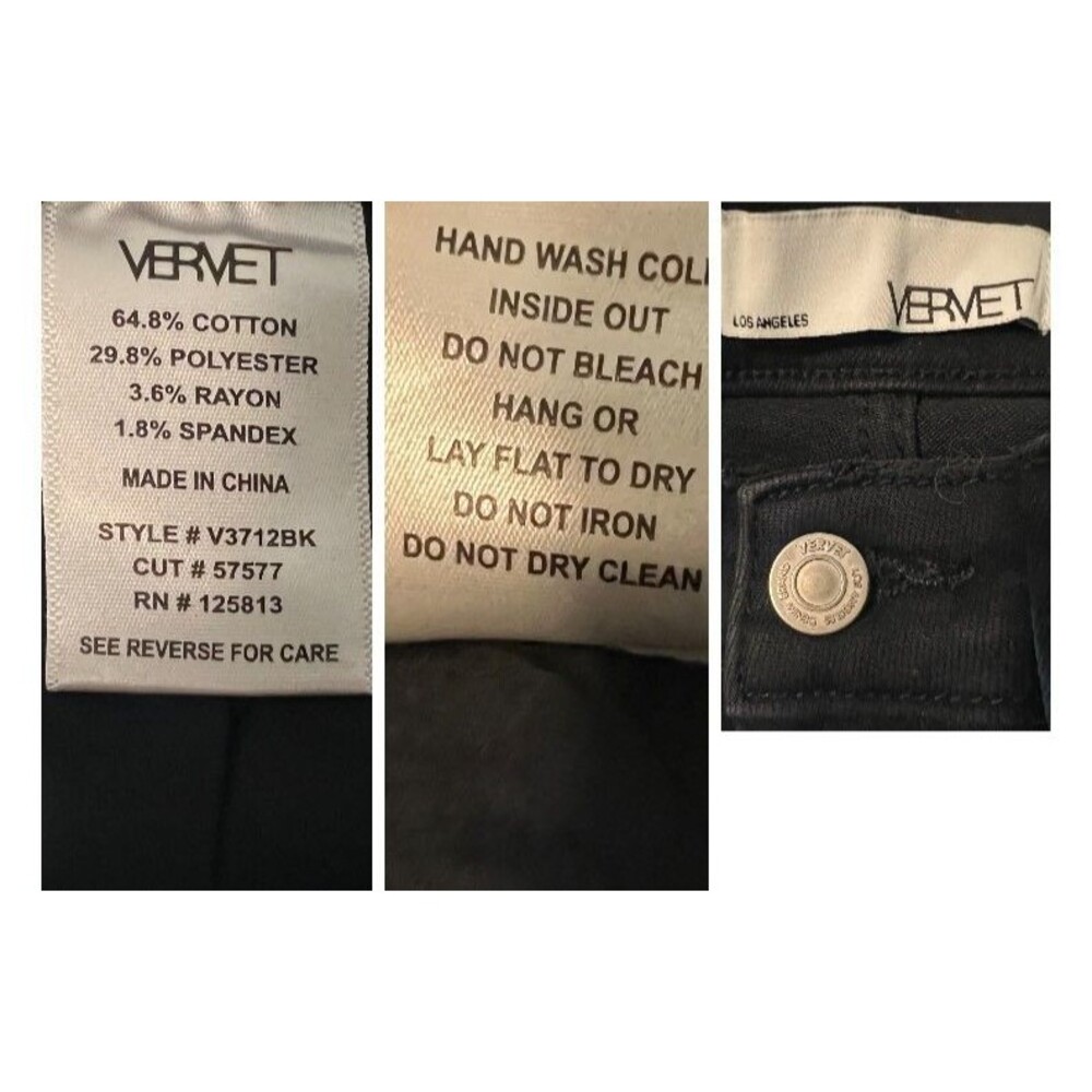 Vervet High Rise Long Wide Jeans Studded Black Denim Size 26 - Picture 8 of 12